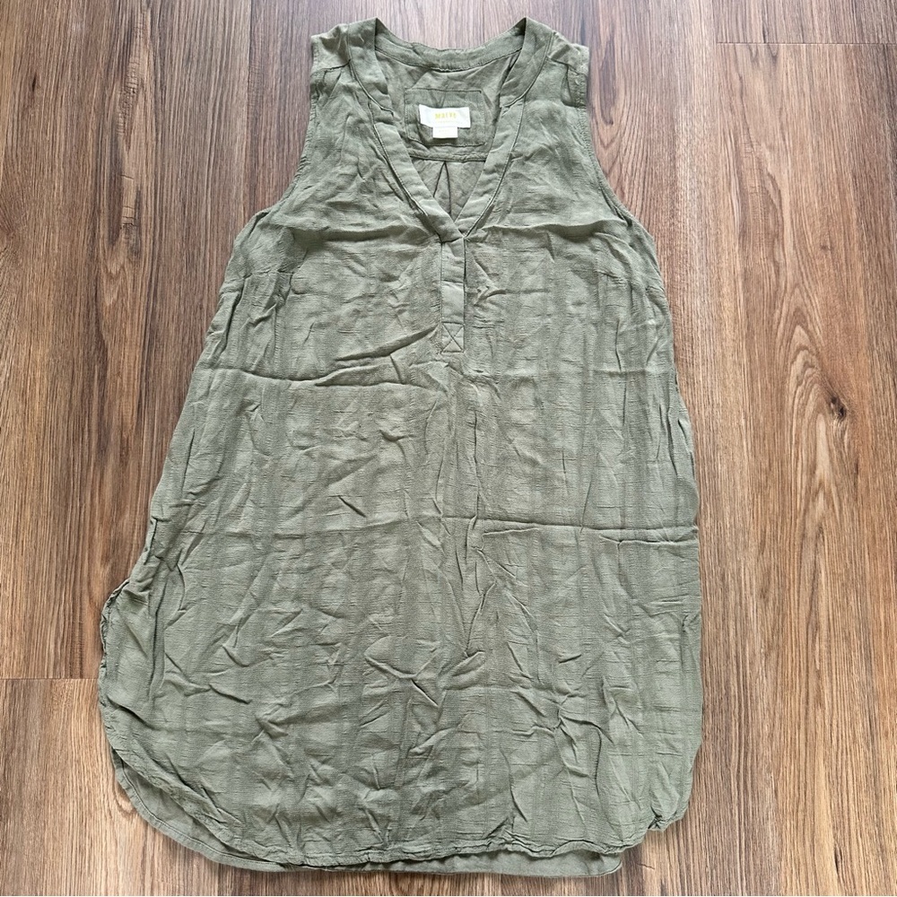 Anthropologie Maeve Colonsay Sleeveless Tunic‎ Top Olive Green Small Boho Shirt
